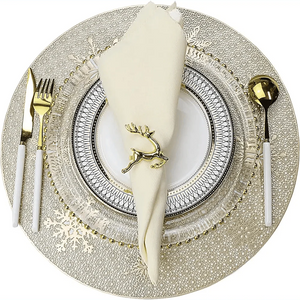 Round Gold Christmas placemats Set of 4 for Dining