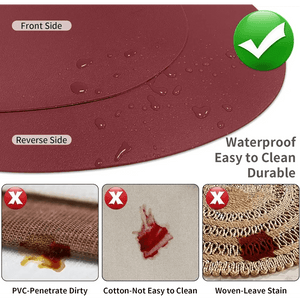 Round Placemats Set of 6 Faux Leather Placemats Wipeable Washable Placemats Heat Resist placemats