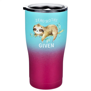 Sloth Tumbler with Straw and Lid - No Sloths Given (Purple Teal, 20 Oz)