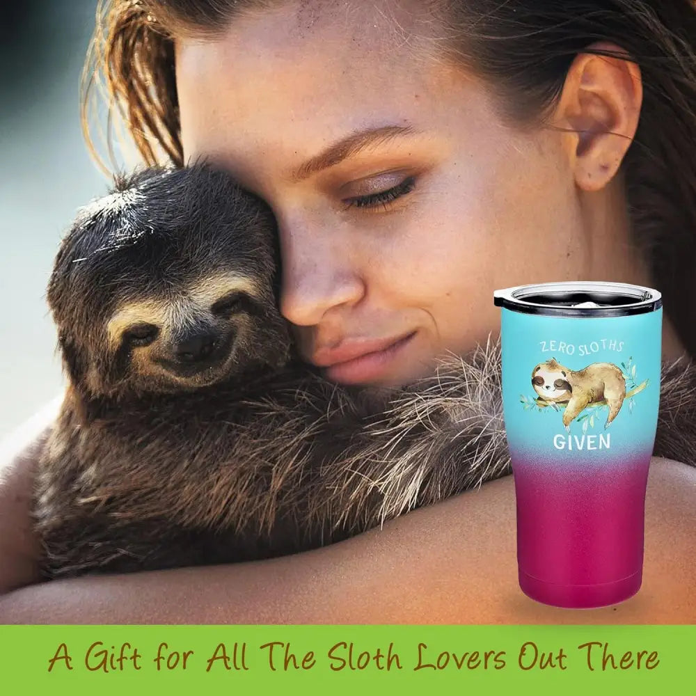 Sloth Tumbler with Straw and Lid - No Sloths Given (Purple Teal, 20 Oz)