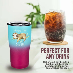 Sloth Tumbler with Straw and Lid - No Sloths Given (Purple Teal, 20 Oz)