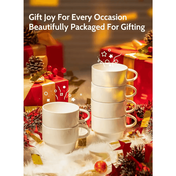 Stackable Coffee Cups - 6 Oz Set of 6 White – Macchiaco