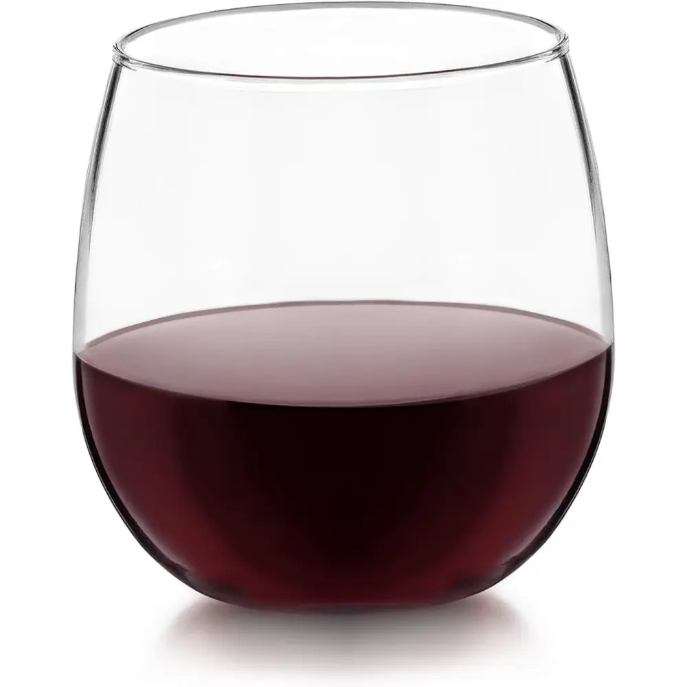 Stemless 12-Piece Wine Glass Party Set for Red and White Wines