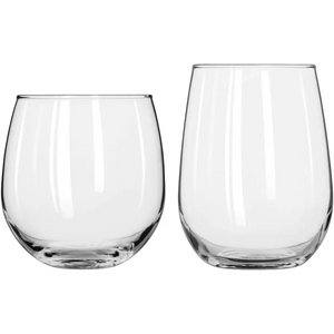 Stemless 12-Piece Wine Glass Party Set for Red and White Wines