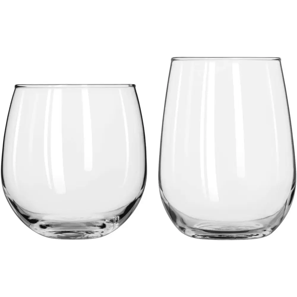 Stemless 12-Piece Wine Glass Party Set for Red and White Wines