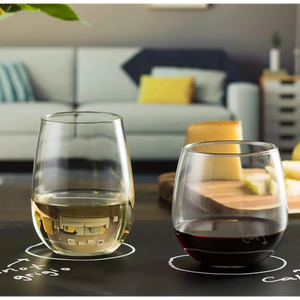 Stemless 12-Piece Wine Glass Party Set for Red and White Wines