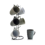 Wave Series Mug Set 7 Piece Assorted Grey 2 12 ounces - Assorted Grey 2 - Coffee Mugs