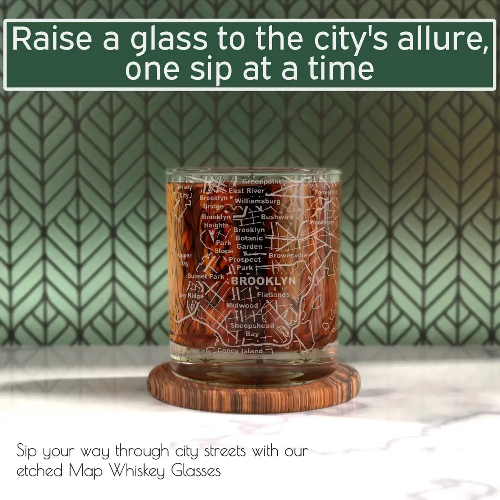 Whiskey Glasses - 10 Oz Tumbler for Brooklyn Lovers (Single Glass)