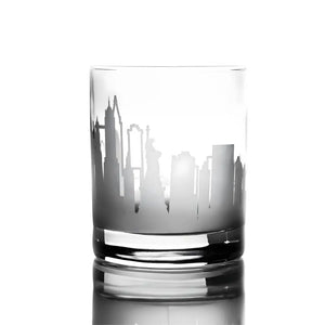 Whiskey Glasses - 10 Oz Tumbler for New York Lovers (Single Glass) - Etched with New York Skyline - Macchiaco